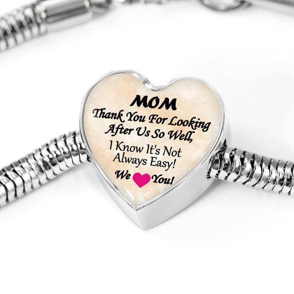 SP: Mom Not Always Easy - Heart Charm Bracelet