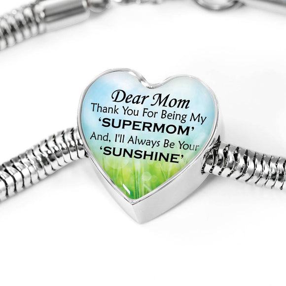 Supermom - Heart Charm Bracelet